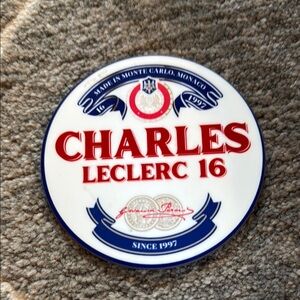 F1 Racing Charles Leclerc 16 Cup Coaster Looks Like Peroni Beer Bottle
